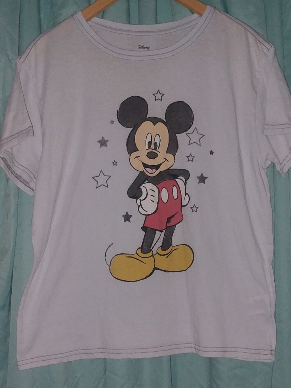 Disney Ladies Mickey Mouse T-Shirt Blue/Grey, X-Large